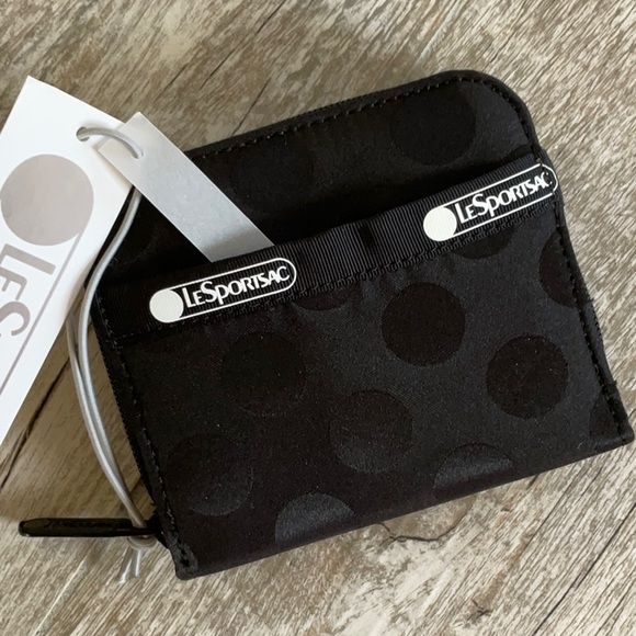 Lesportsac Bags Lesportsac Rare Black Polka Dot Wallet Poshmark